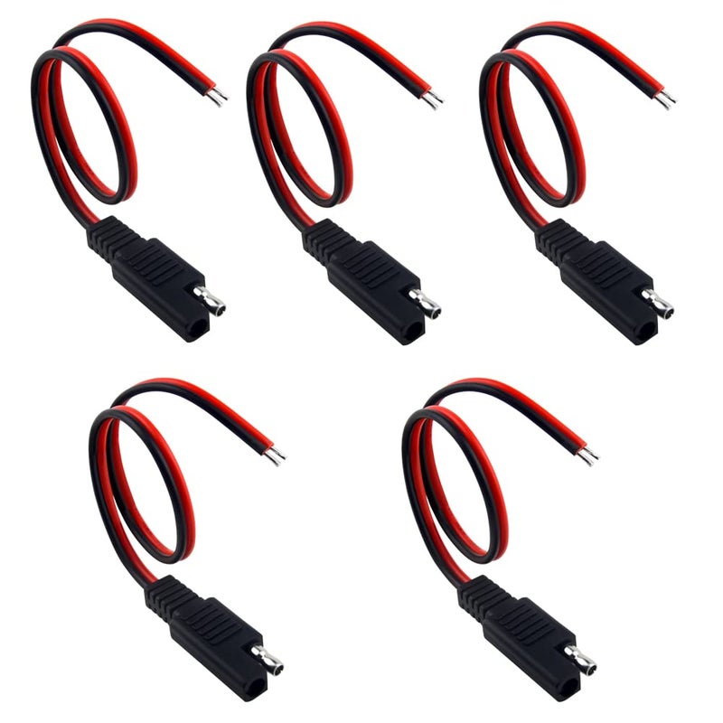 WMYCONGCONG 5 PCS SAE Power Automotive Extension Cable SAE Quick Connector Disconnect Plug SAE 2 Pin Automotive Extension Cable 18AWG 300mm - Image 1